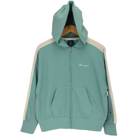 チャンピオン Champion 袖ライン ワッフル地 ジップアップパーカー レディース import:M