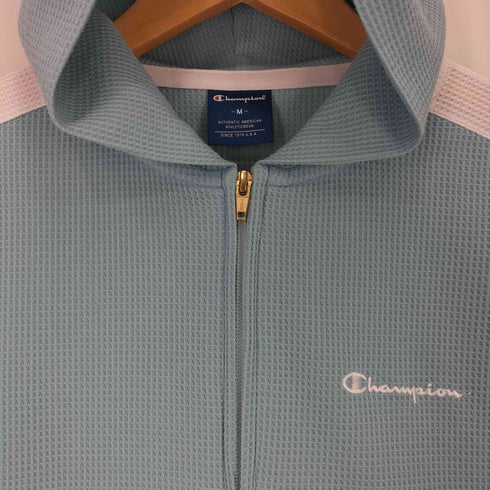 チャンピオン Champion 袖ライン ワッフル地 ジップアップパーカー レディース import:M