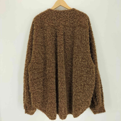 AVOIR シャギーニット オーバーノーカラージャケット レディース