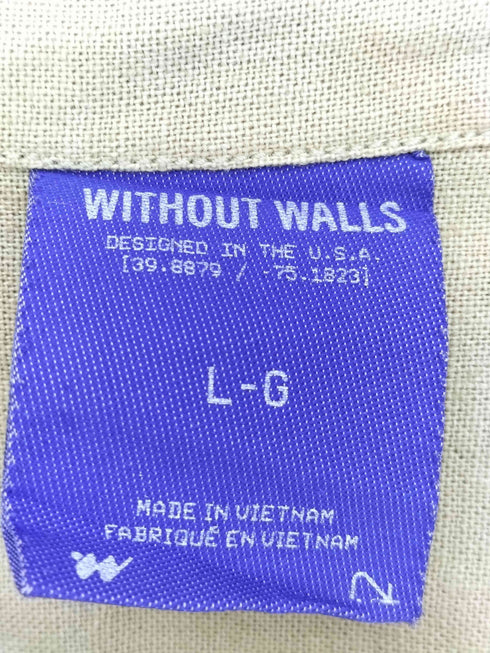 WITHOUT WALLS 渦巻柄 リネンコットン 開襟シャツ ボックス メンズ import:L