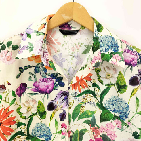 ザラ ZARA フラワースキッパーポプリンシャツ レディース import:S