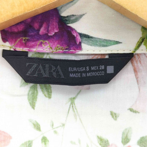 ザラ ZARA フラワースキッパーポプリンシャツ レディース import:S