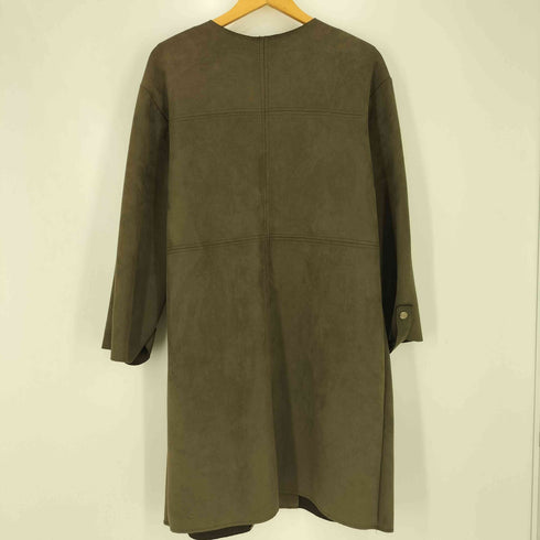 ザラ ZARA スエード調 スナップボタン ノーカラー ロングコート レディース import:L