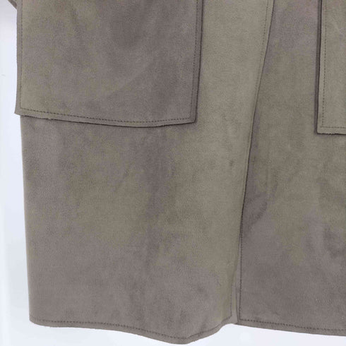 ザラ ZARA スエード調 スナップボタン ノーカラー ロングコート レディース import:L
