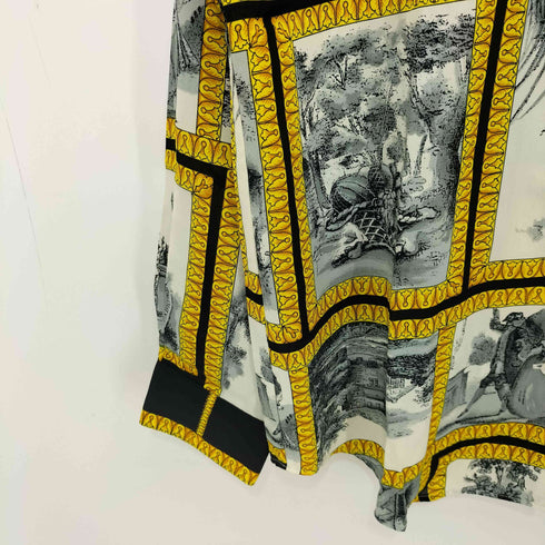 GALSVILLE 総柄 オープンカラー L/S ポリシャツ レディース JPN:9号