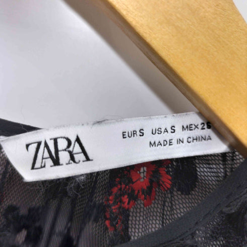 ザラ ZARA エンブロイダリー ギャザー シアー ワンピース レディース import:S