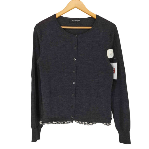 ポールスミスブラックレーベル Paul Smith BLACK LABEL 裾チェックフリル ノーカラーカーディガン レディース XL