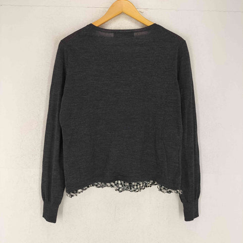 ポールスミスブラックレーベル Paul Smith BLACK LABEL 裾チェックフリル ノーカラーカーディガン レディース XL