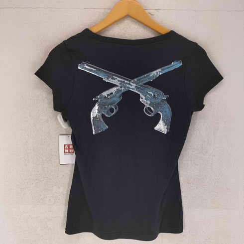ロアー roar 二丁拳銃 ラメプリント 半袖 Tシャツ チビT Y2K レディース 2