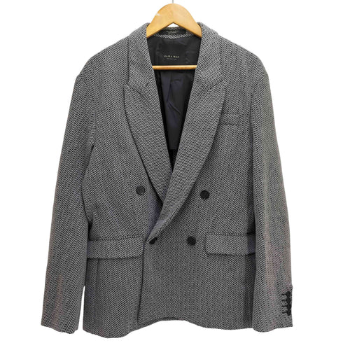 ザラマン ZARA MAN 背抜き ヘリンボーン ダブルブレスト テーラードジャケット メンズ import:M