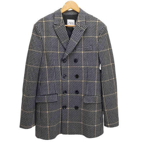 ザラ ZARA DOUBLE BREASTED CHECK THREE QUARTER LENGTH COAT メンズ import:M