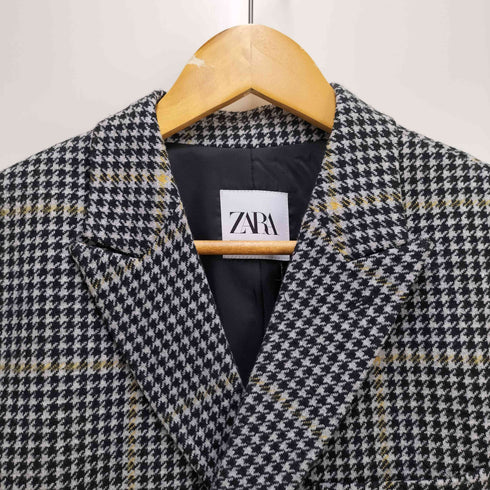 ザラ ZARA DOUBLE BREASTED CHECK THREE QUARTER LENGTH COAT メンズ import:M