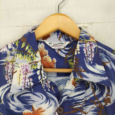 Hawaiian History Book 和柄 Japanese pattern レーヨン アロハシャツ メンズ M
