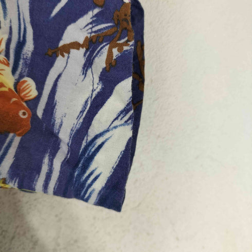 Hawaiian History Book 和柄 Japanese pattern レーヨン アロハシャツ メンズ M