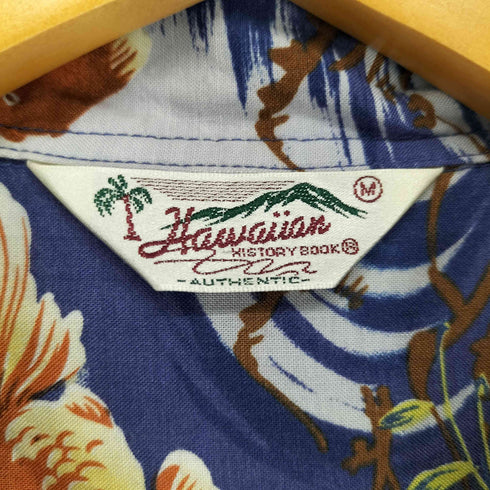 Hawaiian History Book 和柄 Japanese pattern レーヨン アロハシャツ メンズ M