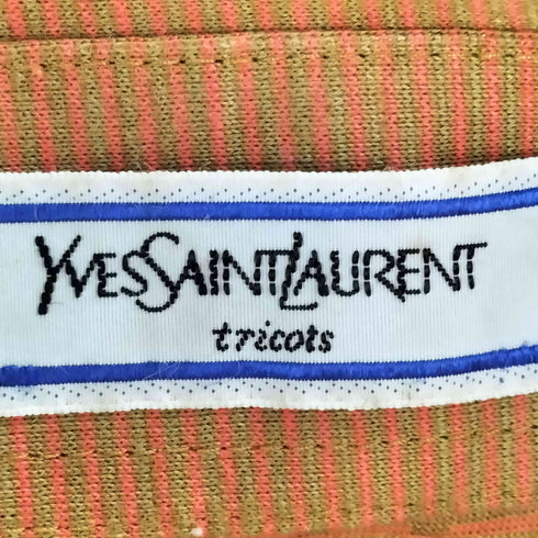 イヴサンローラン Yves Saint Laurent tricots 福助 ロゴ刺繍 ストライプ ヘリンボーン ポケット ポロシャツ メンズ import:M