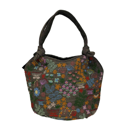 ベトナム 花柄 刺繍 ハンドバッグ レディース