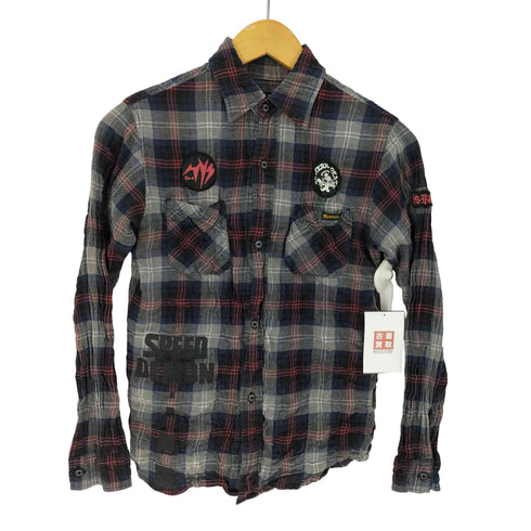 ヒステリックグラマーミニ HYSTERIC GLAMOUR MINI ロゴワッペン シワ加工 チェック シャツ レディース 140