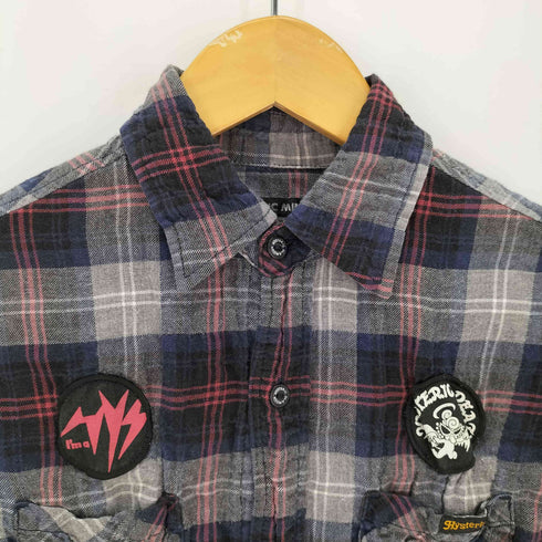 ヒステリックグラマーミニ HYSTERIC GLAMOUR MINI ロゴワッペン シワ加工 チェック シャツ レディース 140
