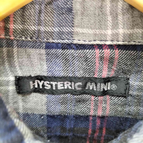 ヒステリックグラマーミニ HYSTERIC GLAMOUR MINI ロゴワッペン シワ加工 チェック シャツ レディース 140
