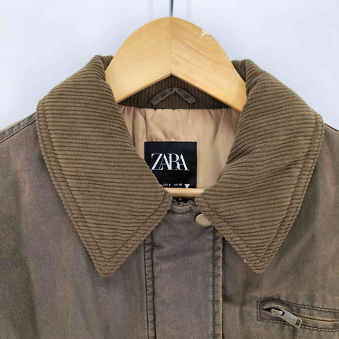 ザラ ZARA CORDUROY COLLAR WAXED CROP BOMBER クロップ ワックス加工 ブルゾン レディース import:S