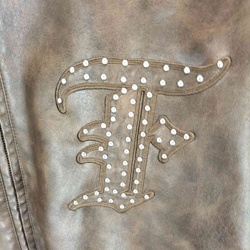 フブ FUBU FAUX LEATHER STUDS PATCH JACKET メンズ L