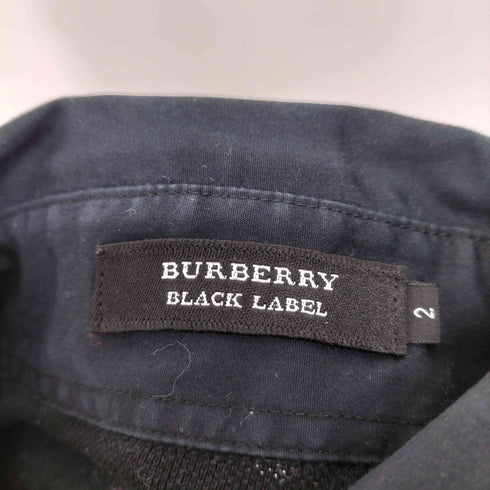 バーバリーブラックレーベル BURBERRY BLACK LABEL 刺繍ロゴ リブ切替 長袖 ポロシャツ レディース US:0-2