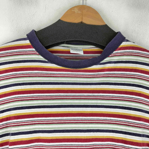 HOTSCOOP マルチカラー ボーダー S/S Tシャツ メンズ import:L