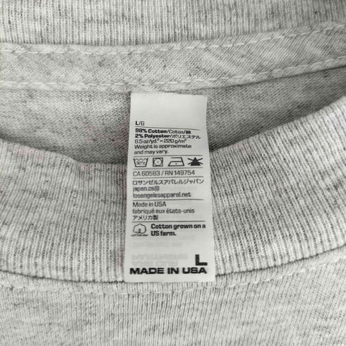 ロサンゼルスアパレル Los Angeles Apparel USA製 クルーネック S/S Tシャツ メンズ import:L