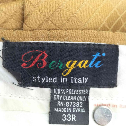 Bergati 90S イタリア製 格子織り 2タック ワイドスラックス メンズ US:32-33