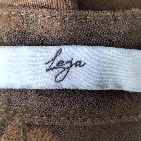 レジャ Leja ウエストベルト付き透け感刺繍レース切り替えロング丈ドレス レディース