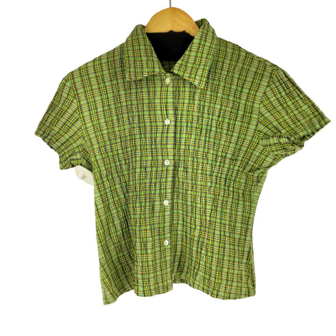 OLDIES シボ加工 S/S チェックシャツ レディース