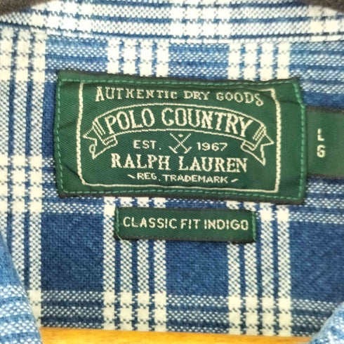 ポロカントリーラルフローレン POLO COUNTRY RALPH LAUREN CLASSIC FIT INDIGO L/S チェックシャツ メンズ import:L