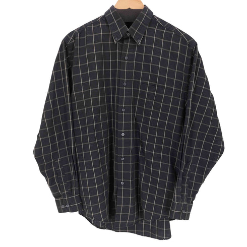 ヴァンヒューゼン VAN HEUSEN WRINKLE FREE ボタンダウンL/Sチェックシャツ メンズ S 14-14 1/2