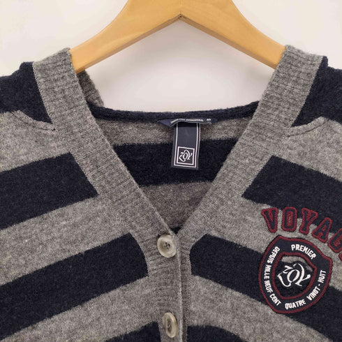 ゾーイ ZOY ロゴ刺繍 ボーダー フーディニットカーディガン レディース 40