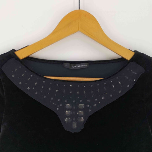 FOXEY NEWYORK ベロア ストーンスタッツ ボートネック ブラウス レディース JPN:40