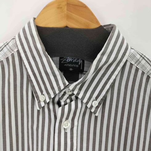 ステューシー Stussy チェック ストライプ柄切替 ボタンダウンシャツ メンズ M