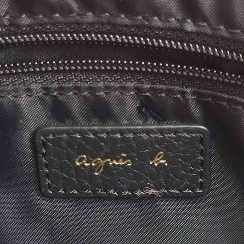 アニエスベー agnes b. ロゴデザイン レザー ショルダーバッグ レディース