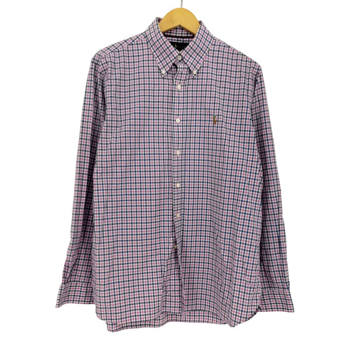 ラルフローレン RALPH LAUREN 現行タグ LUXURY OXFORD チェック ポニー刺繍 L/S ボタンダウンシャツ メンズ import:L
