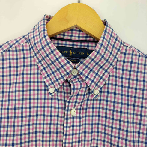 ラルフローレン RALPH LAUREN 現行タグ LUXURY OXFORD チェック ポニー刺繍 L/S ボタンダウンシャツ メンズ import:L