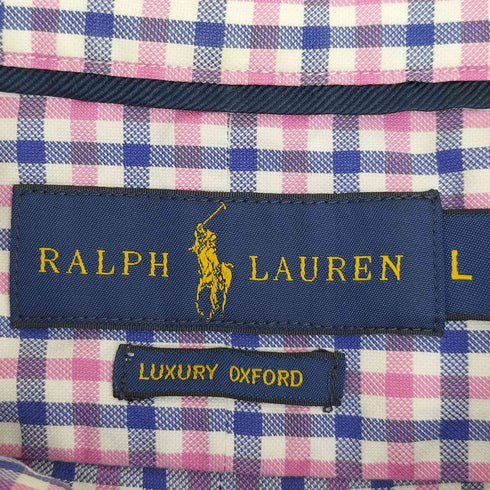 ラルフローレン RALPH LAUREN 現行タグ LUXURY OXFORD チェック ポニー刺繍 L/S ボタンダウンシャツ メンズ import:L