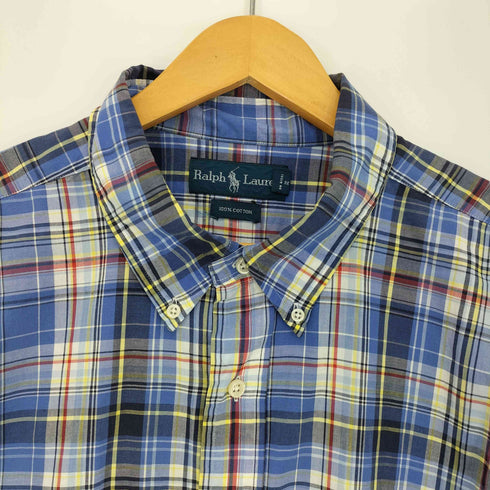 ラルフローレン RALPH LAUREN 90-00s マドラスチェック ポニー刺繍 S/S 半袖 ボタンダウンシャツ メンズ 2X