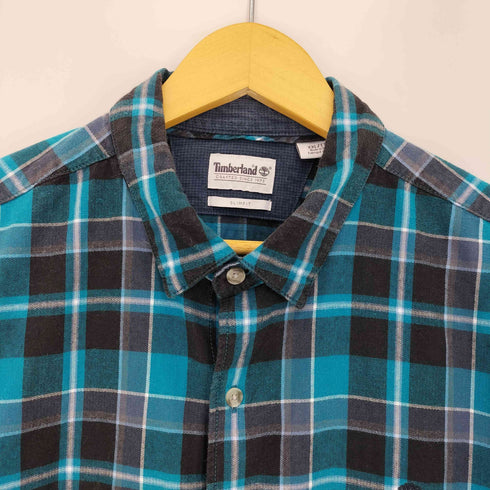 ティンバーランド Timberland SLIMFIT タータンチェック ロゴ刺繍 L/S 隠しボタンダウンシャツ メンズ import:XXL