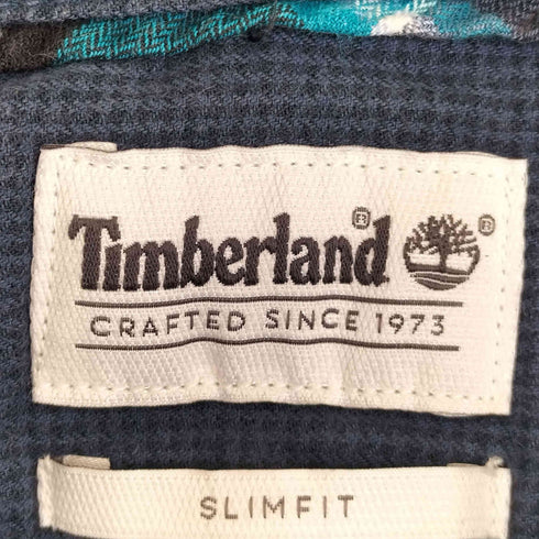 ティンバーランド Timberland SLIMFIT タータンチェック ロゴ刺繍 L/S 隠しボタンダウンシャツ メンズ import:XXL