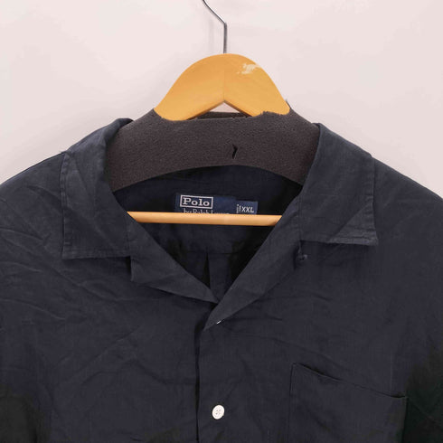 ポロバイラルフローレン Polo by RALPH LAUREN 90s シルクリネン 開襟 オープンカラー シャツ 半袖 シャツ 裾赤ポニー メンズ import:XXL