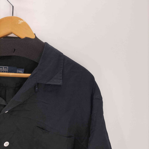 ポロバイラルフローレン Polo by RALPH LAUREN 90s シルクリネン 開襟 オープンカラー シャツ 半袖 シャツ 裾赤ポニー メンズ import:XXL