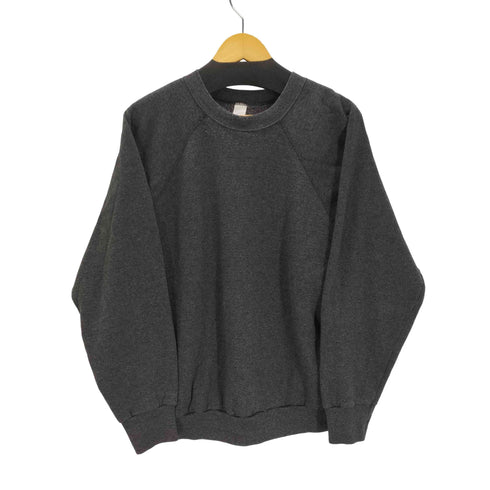 タルテックス TULTEX 80s USA製 無地 ブランク ラグラン スウェット チャコール メンズ import:XL