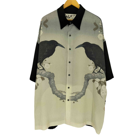 和柄 烏 プリントシャツ Japanese pattern メンズ