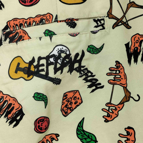 レフラー Leflah ×WANIMA ピザ柄 コットンツイル ショーツ メンズ JPN:L