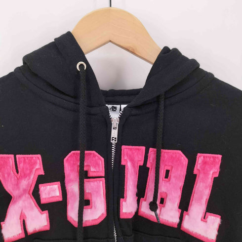 エックスガール X-girl FAUX FUR LOGO ZIP UP SWEAT HOODIE レディース import:S